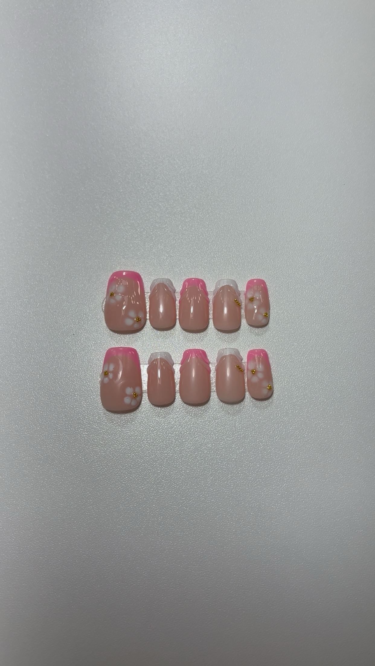 Pink Flower Nails